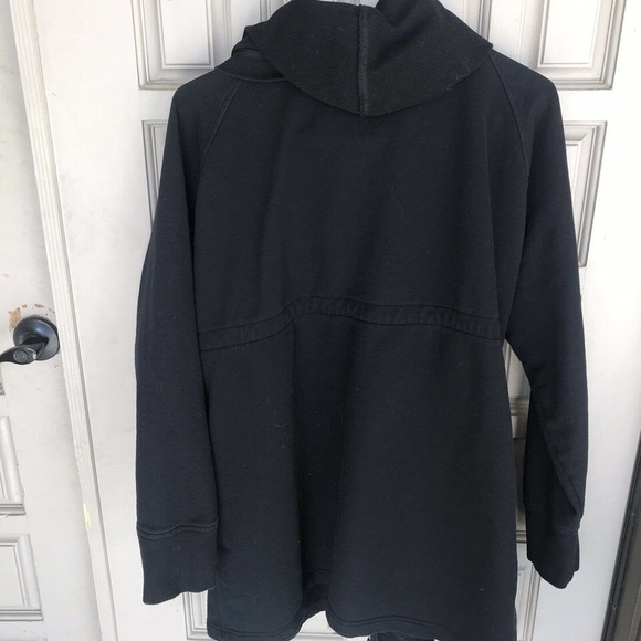 Norma Kamali Jacket Plus Size2XL Hooded Black Zip Front Draw String Pre-Owned - Picture 2 of 16